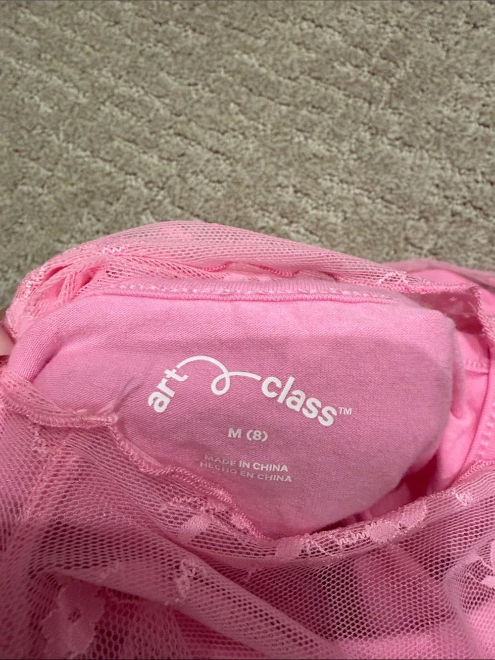 art class Pink Lace Long Sleeve Girls Top